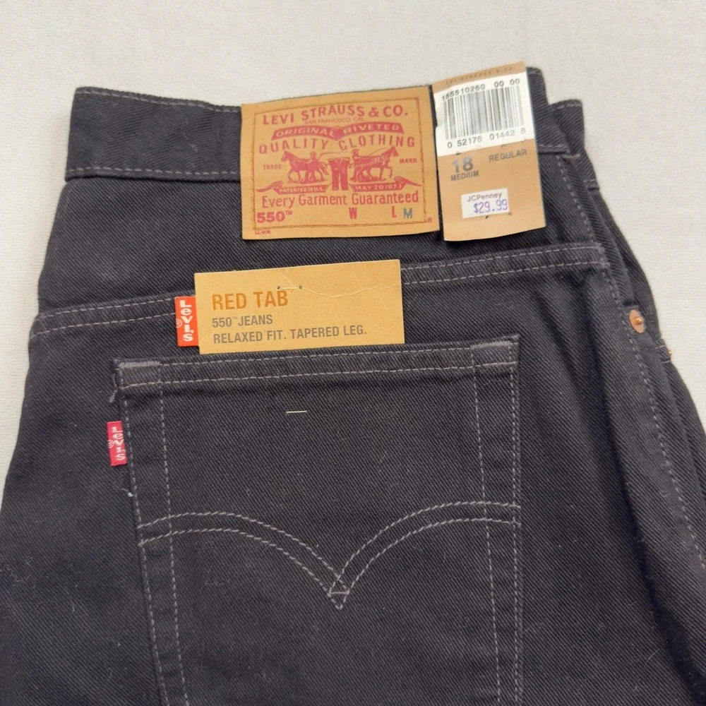 Levis 550 Relaxed Fit Tapered Leg Black Jeans Mens 18 Reg 15551-0260 NWT Vintage